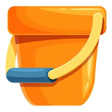 Orange plastic bucket with blue handle for sandcastle building Illustration