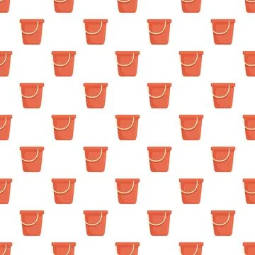 Orange plastic bucket seamless continuous repeated pattern background Illustrazione stock