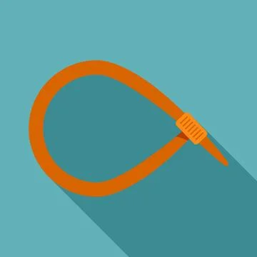 Orange plastic cable tie fastener loop icon Ilustración de archivo