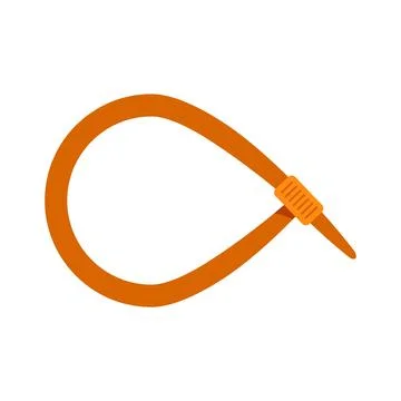 Orange plastic cable tie for secure fastening and organization Stock Illustration