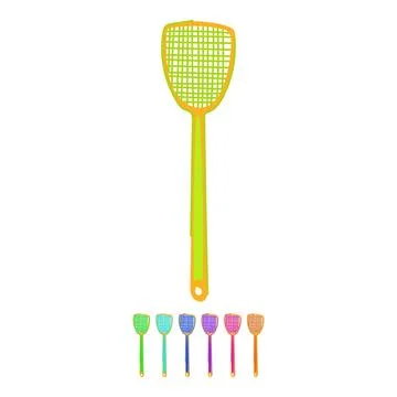 Orange plastic fly swatter on white background graphic Stockillustratie