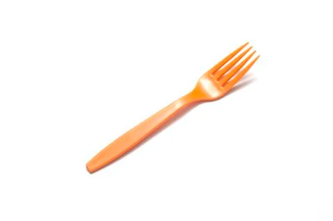 Orange plastic fork Stock Photos