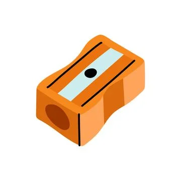 Orange plastic pencil sharpener isolated on white background 스톡 일러스트