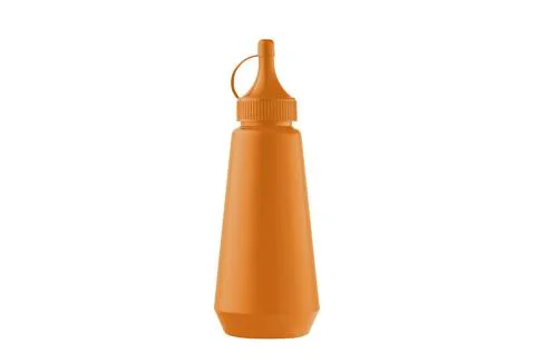Orange plastic squeeze bottle dispenser isolated on white Stock Photos