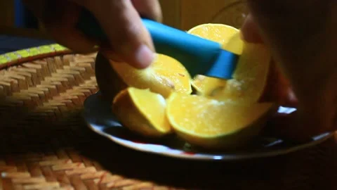 Orange on plate Stock Footage 291909604