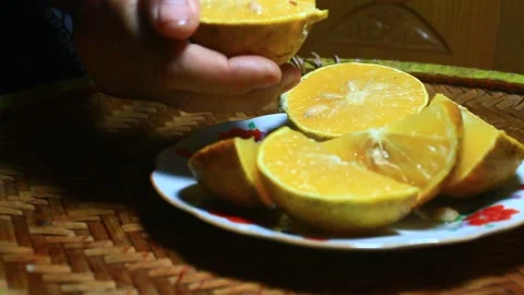 Orange on plate Stock Footage 291909610
