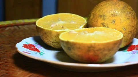 Orange on plate Stock Footage 291912784