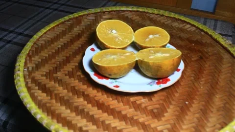 Orange on plate Stock Footage 291912869