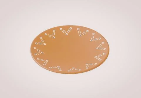 Orange plate with molecular design pattern Stock Photos