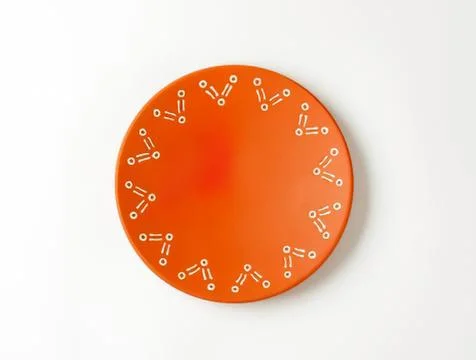 Orange plate with molecular structure design Stock Photos