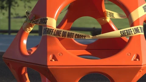 Orange Play Structure with Sheriff's Tape Closed Due To Coronavirus 動画素材 128607199