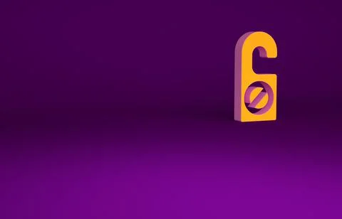 Orange Please do not disturb icon isolated on purple background. Hotel Door H 스톡 일러스트