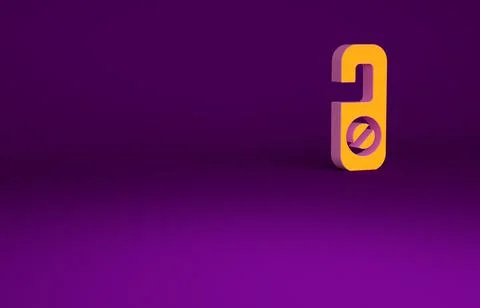 Orange Please do not disturb icon isolated on purple background. Hotel Door H Illustrazione stock