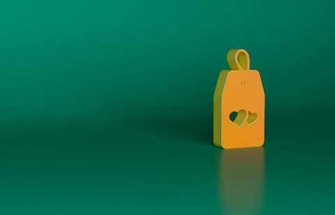 Orange Please do not disturb with heart icon isolated on green background. Hotel Illustration