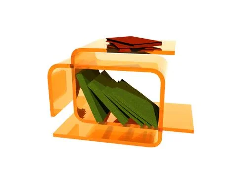 Orange plexiglass side table in the living room Illustrazione stock