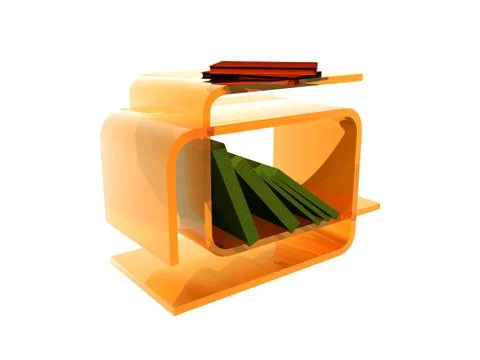 Orange plexiglass side table in the living room Illustrazione stock