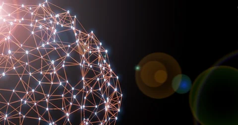 Orange plexus ball with binary numbers ones and zeros. Stock Footage 129695035