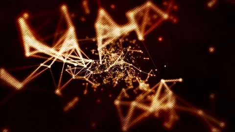 Orange plexus particles on black background. Stock Footage 151673420