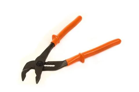 Orange pliers with open jaws Stock Photos