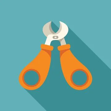 Orange pliers tool lying on a blue background with a shadow Stock Illustration