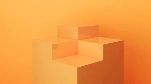 Orange podium 3d cube stand abstract stage platform or product studio. Illustrazione stock