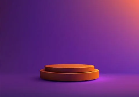 Orange Podium on Purple Gradient Background with Spotlight, Minimal and Mod.. Stockillustratie