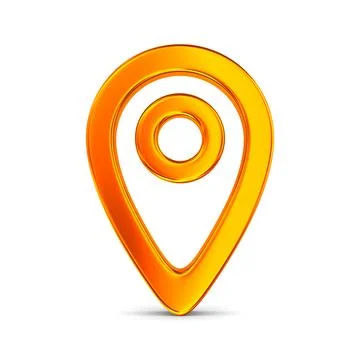 Orange pointer marker on white background. Isolated 3D illustration Illustrazione stock