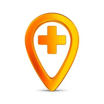 Orange pointer marker on white background. Isolated 3D illustration Illustrazione stock