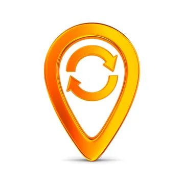 Orange pointer marker on white background. Isolated 3D illustration イラスト素材