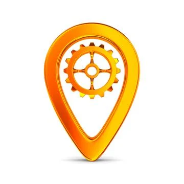 Orange pointer marker on white background. Isolated 3D illustration Stock Illustration