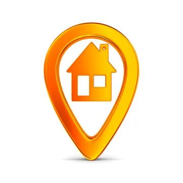 Orange pointer marker on white background. Isolated 3D illustration Stock Illustration