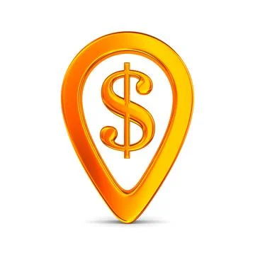 Orange pointer marker on white background. Isolated 3D illustration イラスト素材