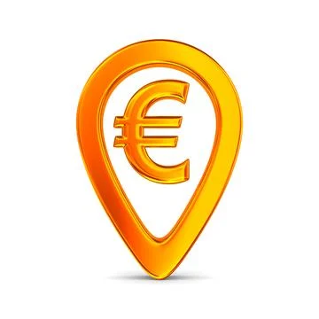 Orange pointer marker on white background. Isolated 3D illustration Stock Illustration