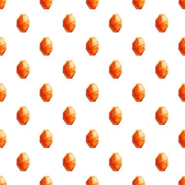 Orange polygonal gems seamless pattern on white background 스톡 일러스트
