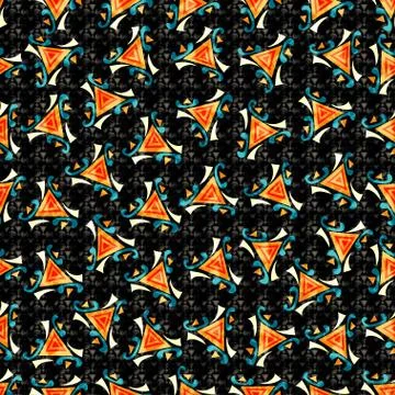 Orange polygons on a black background Seamless geometric pattern vector illus Stock Illustration