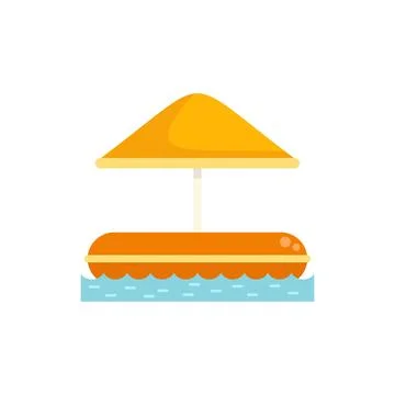 Orange pool float with umbrella floating on water illustration Illustrazione stock