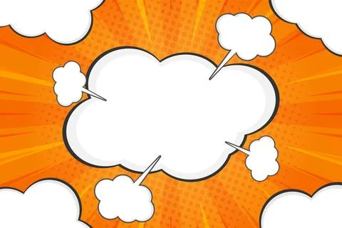 Orange Pop Art Comic Background with Large Cloud Speech Bubble Stock Illustration