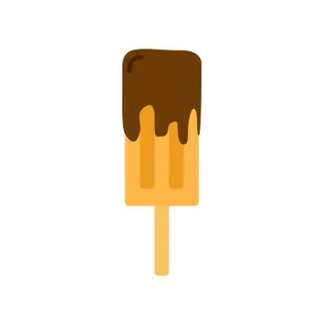 Orange Popsicle with Chocolate Simple Flat Illustration Stock Illustration