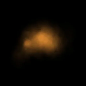 Orange powder explosion on black background. Colored powder cloud. Colorful.. Illustrazione stock