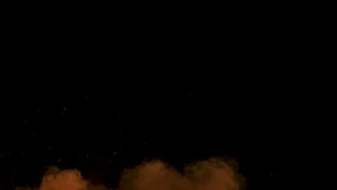Orange powder explosion. Slow motion movement at bottom of screen Video stock 122474258