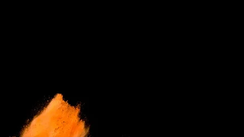 Orange powder explosion. Slow motion movement in three directions Stock Footage 122484489