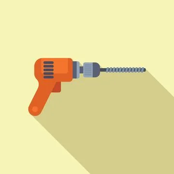 Orange power drill making hole with long shadow Ilustração Stock