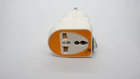 Orange Power Plug Head on White Background Stock Photos