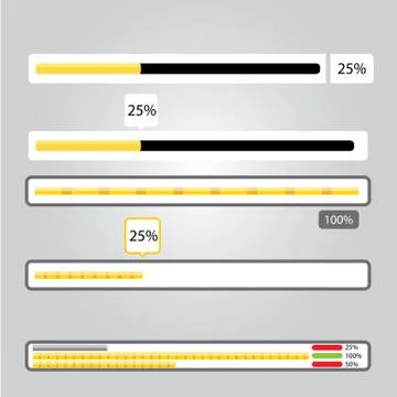 Orange preloaders and progress loading bars 스톡 일러스트