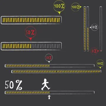 Orange preloaders and progress loading bars Illustrazione stock