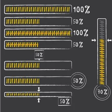 Orange preloaders and progress loading bars 스톡 일러스트