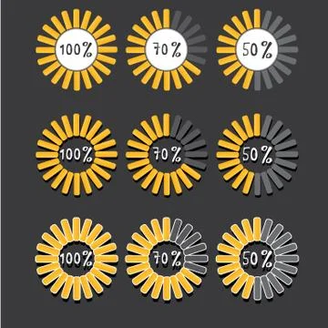 Orange preloaders and progress loading bars Illustrazione stock
