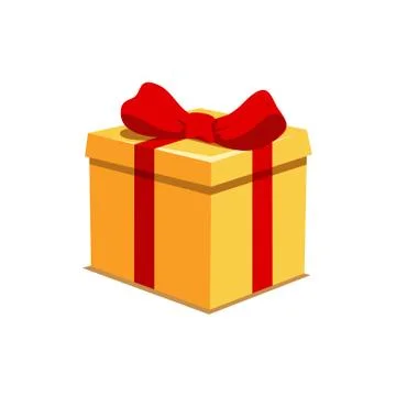 Orange Present Box with Red Bow for Holiday or Gifting action イラスト素材