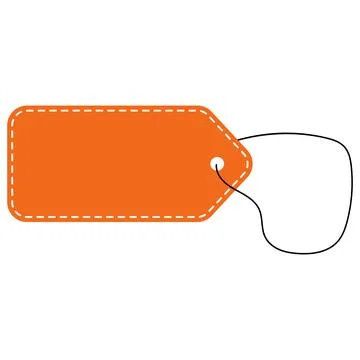 Orange price tag with dashed border and black string loop Stock Illustration