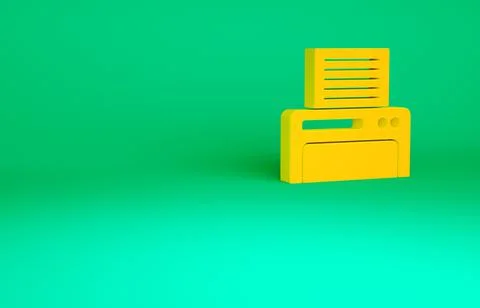 Orange Printer icon isolated on green background. Minimalism concept. 3d illu イラスト素材